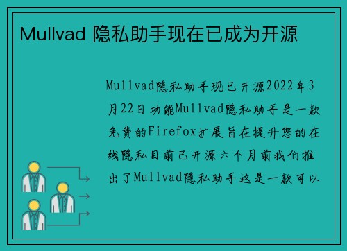 Mullvad 隐私助手现在已成为开源 